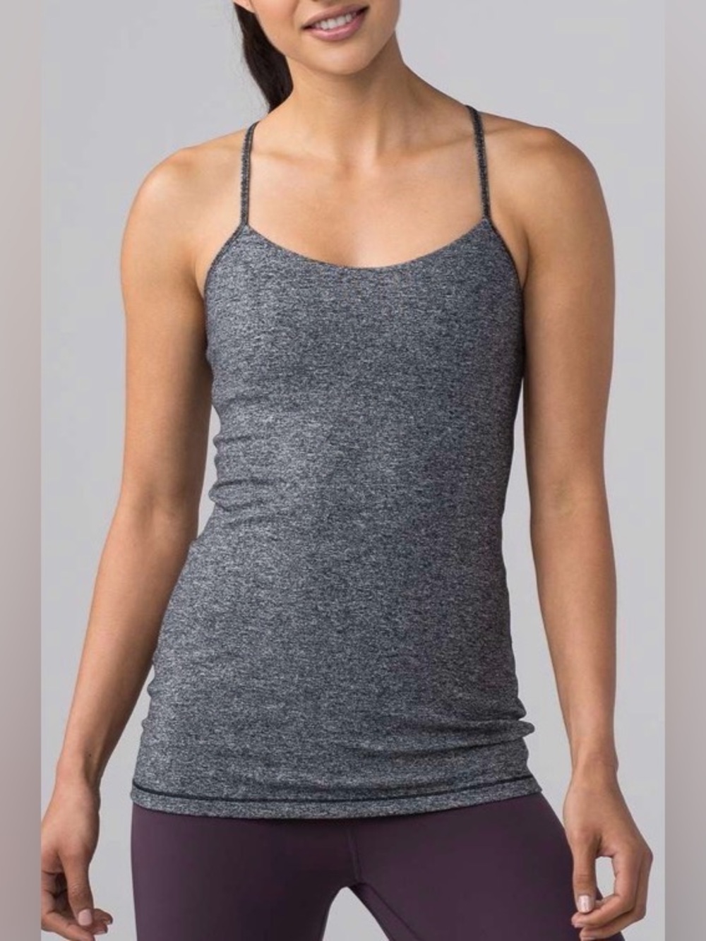 Lululemon Power Pose Tank, Heathered Black, sz 8